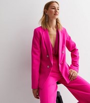 New Look Bright Pink Diamante Utility Button Blazer